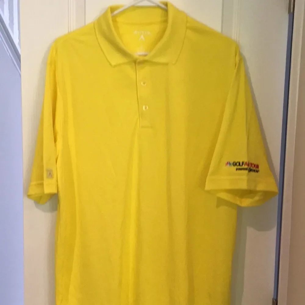 Brite yellow NBC Golf Amateur Tour polo shirt M